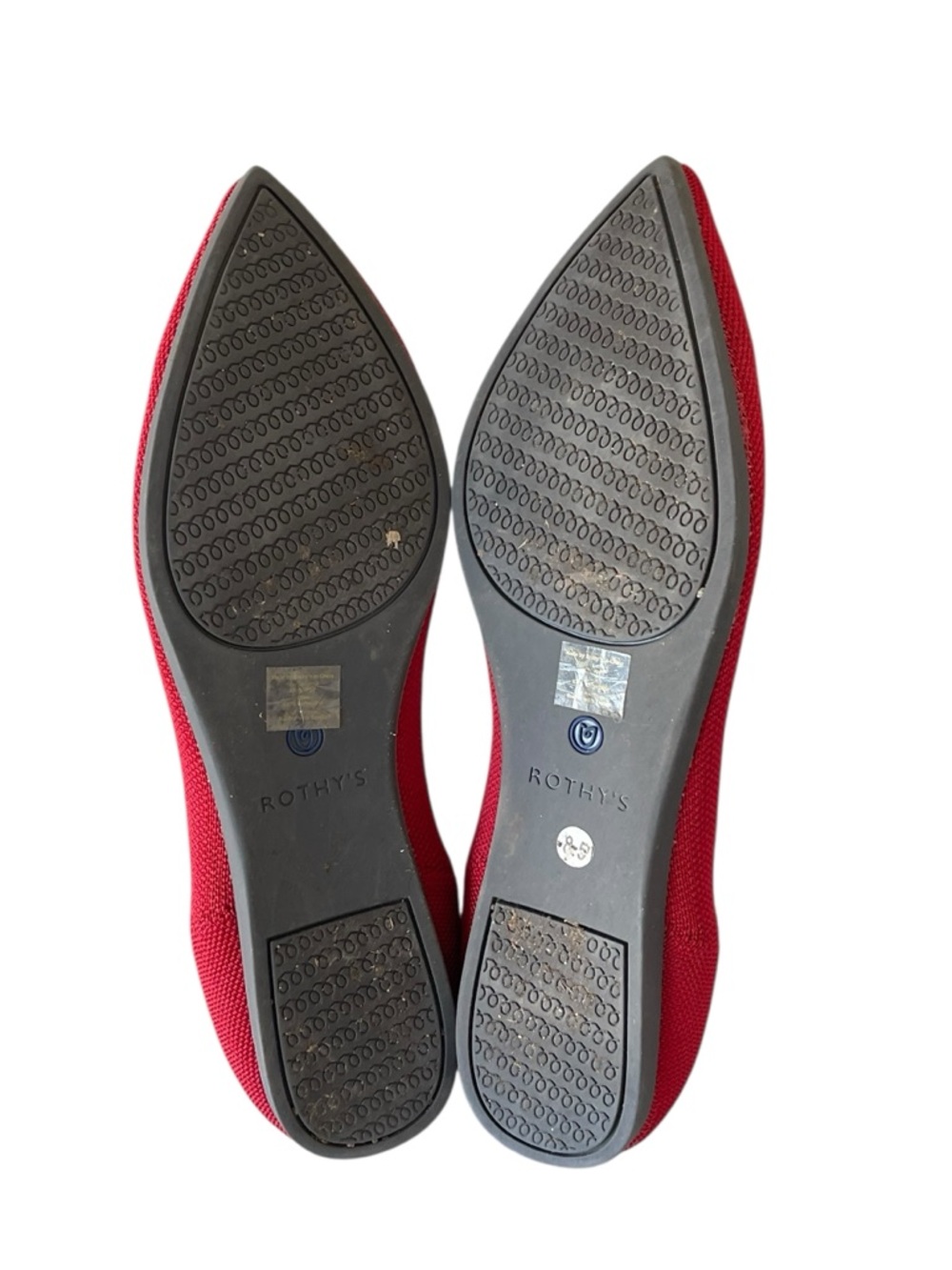 Rothy's Red Pointed-Toe Flats with Blue Trim Sz:8.5 - Picture 3 of 5